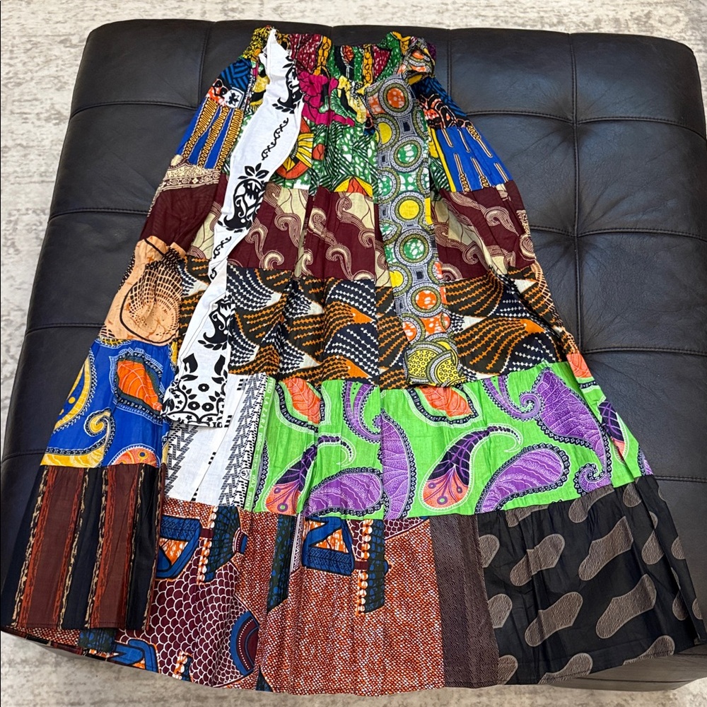 Boho Patchwork Maxi Skirt - Multicolor